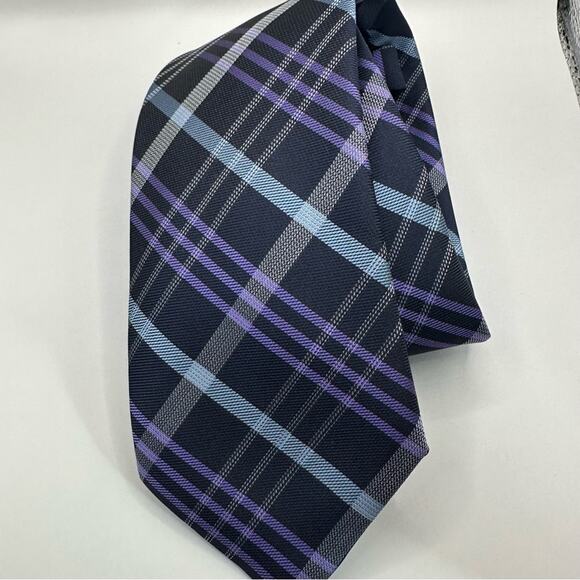 WEMBLEY Vintage VTG Men Set of 2 Purple Solid Plaid Mens Neck Tie Business Retro - Picture 2 of 14